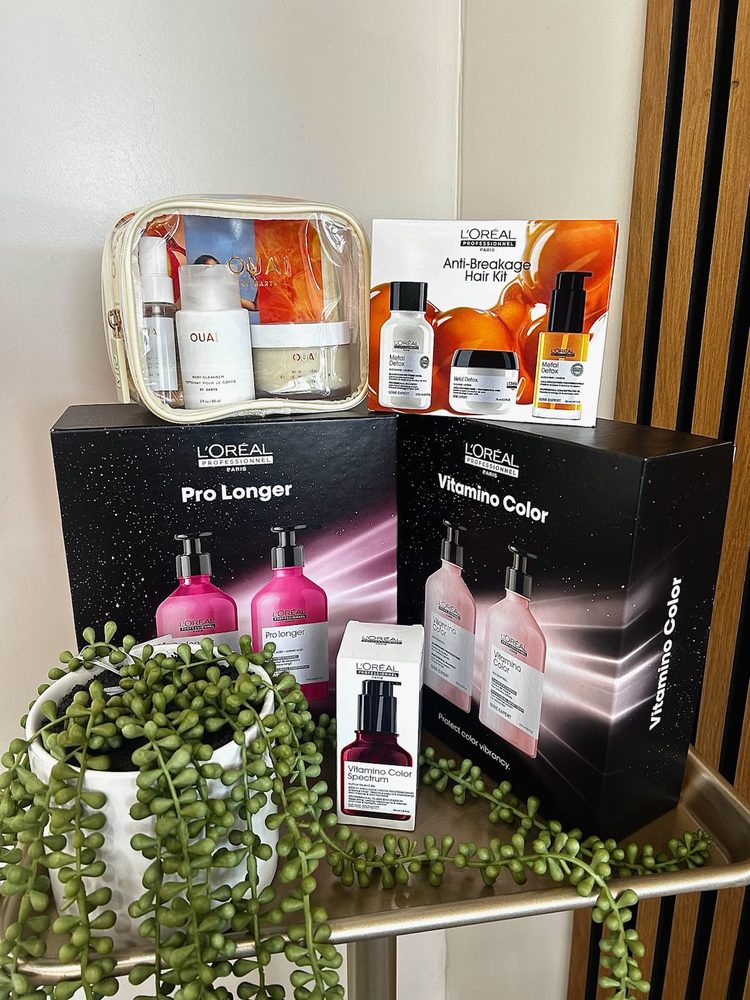 L’Oréal Professionnel Paris Série Expert kits, Pro Longer, Vitamino Color, and Metal Detox, at Hair Palette Beauty Salon in El Cajon